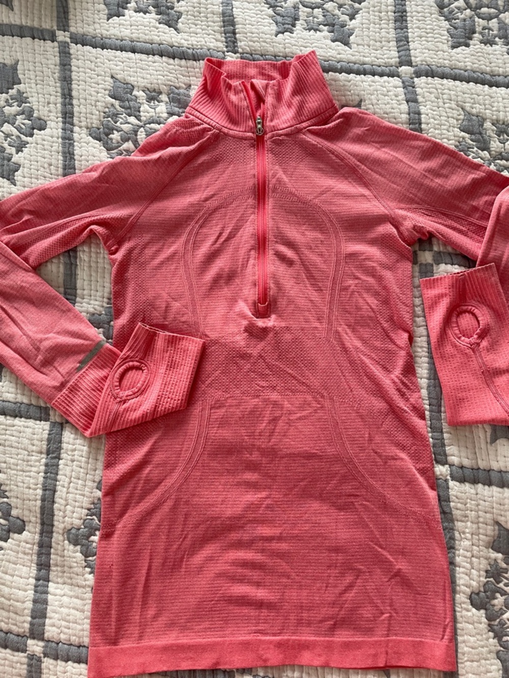 lululemon athletica Coral Pink Half-Zip Thumbhole Pullover